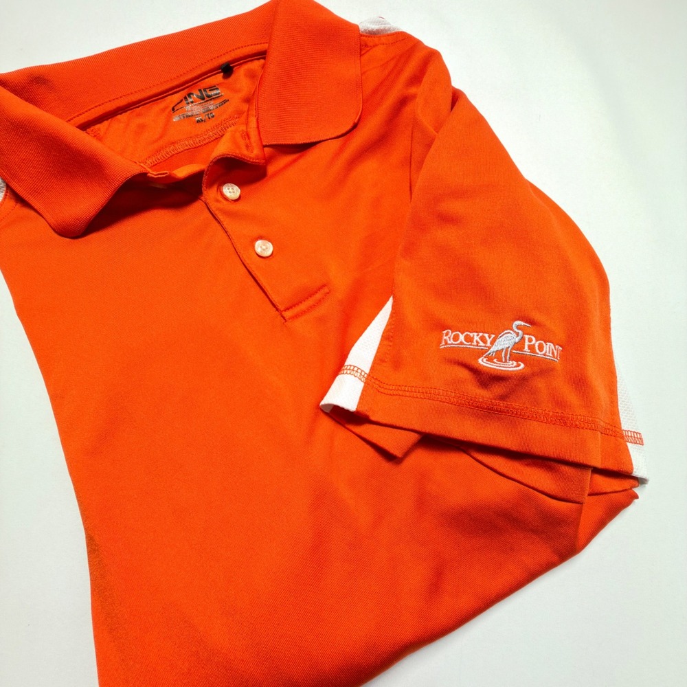 PING Performance Golf Polo Mens XL Orange White‎ Rocky Point